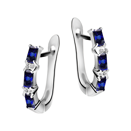 Srebrne Kolczyki z Szafirami Bagiet CVD - JubilerSezam.pl