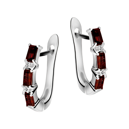 Kolczyki srebrne z granatami w formie bagiet/ang.zap. AT CVD-3151-E-GA próba 925