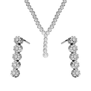 Komplet srebrny kolczyki i naszyjnik kwiaty z białymi cyrkoniami A0 AUR015 próba 925