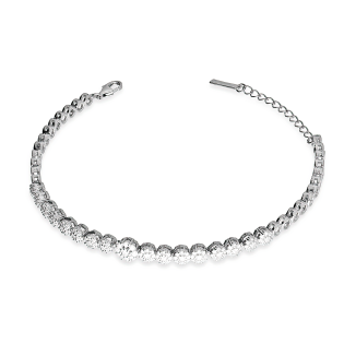 Bransoleta srebrna kwiatki z białymi cyrkoniami A0 AUR015 próba 925