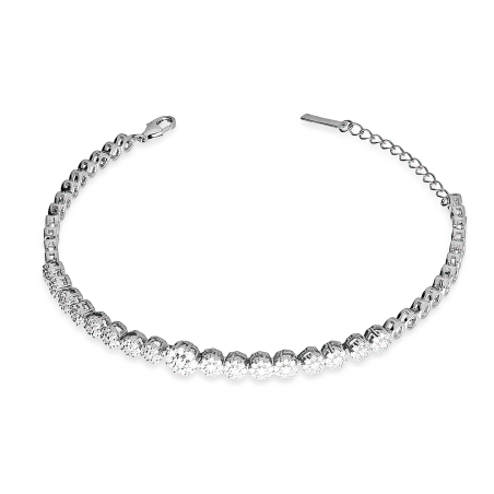 Bransoleta srebrna kwiatki z białymi cyrkoniami A0 AUR015 próba 925