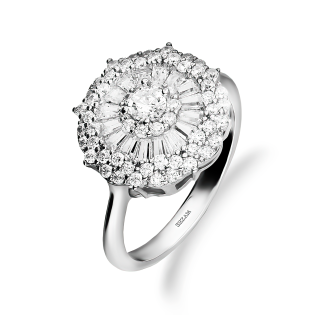 Srebrny Pierścionek Koło z Cyrkoniami pr. 925 - JubilerSezam.pl