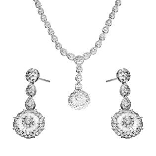 Komplet srebrny kolczyki i naszyjnik koło z cyrkoniami bagietami A0 AUR016 próba 925