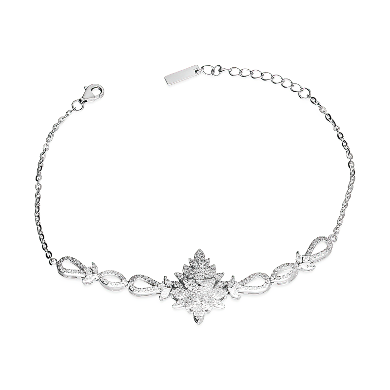 Srebrna bransoletka ślubna z cyrkoniami - JubilerSezam.pl