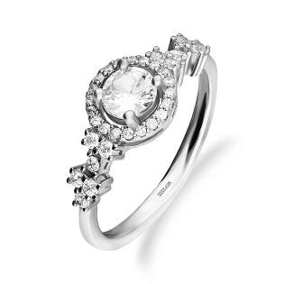 Pierścionek srebrny markiza koło z białymi cyrkoniami A0 AUR023 próba 925