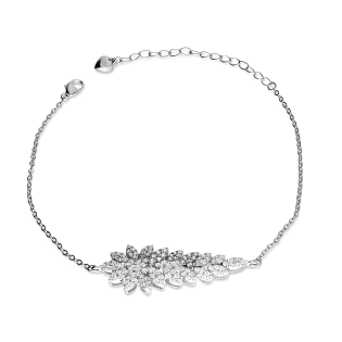 Bransoleta srebrna pawi ogon z białymi cyrkoniami/anker A0 AUR025 próba 925