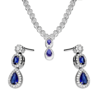 Srebrny Komplet Naszyjnik i Kolczyki z Cyrkoniami - JubilerSezam.pl
