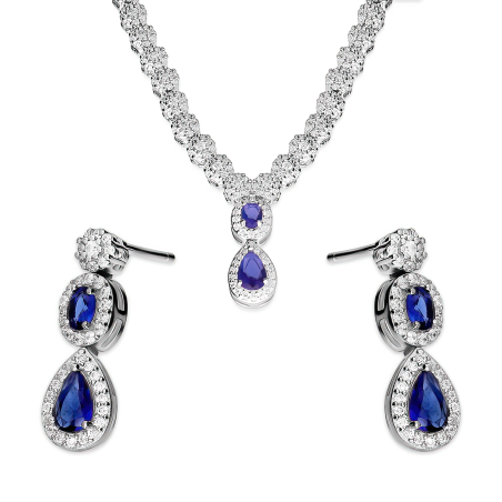 Srebrny Komplet Naszyjnik i Kolczyki z Cyrkoniami - JubilerSezam.pl