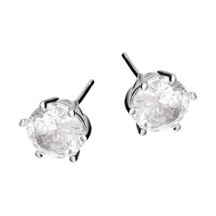 Kolczyki srebrne z białą cyrkonią 8mm/sztyft