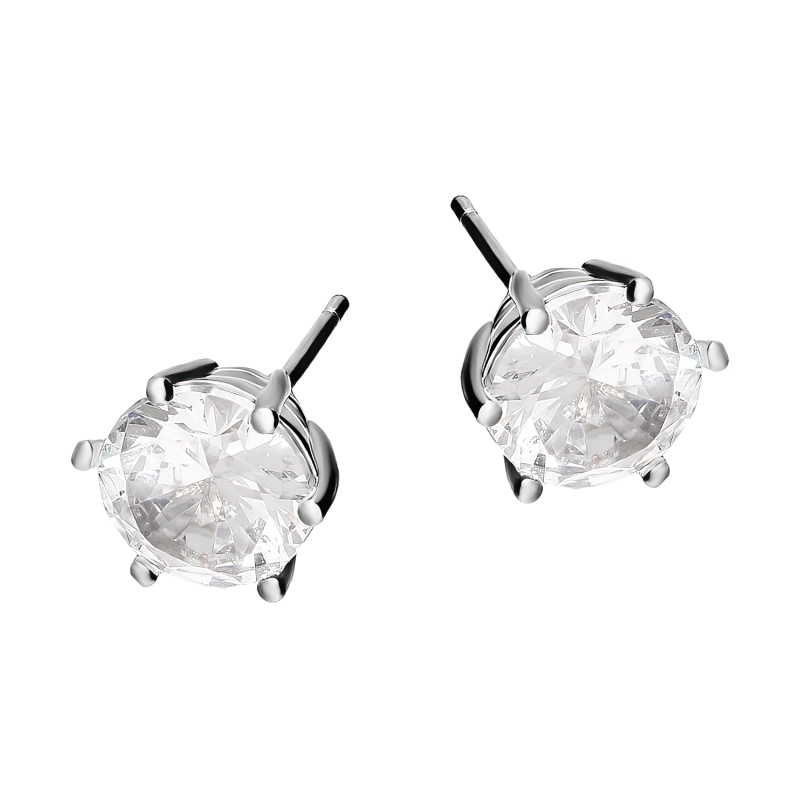 Srebrne Kolczyki z Cyrkonią 8mm Sztyft - JubilerSezam.pl