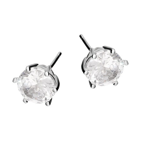 Kolczyki srebrne z białą cyrkonią 8mm/sztyft