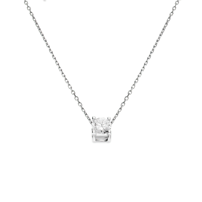 Naszyjnik srebrny z białą cyrkonią w rynience