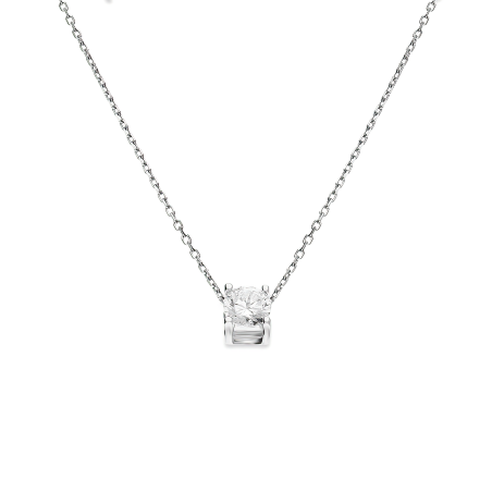 Naszyjnik srebrny z białą cyrkonią w rynience