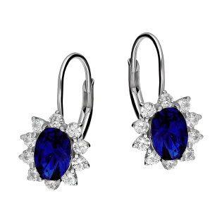 Srebrne kolczyki z niebieską cyrkonią - JubilerSezam.pl