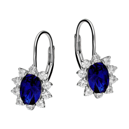 Srebrne kolczyki z niebieską cyrkonią - JubilerSezam.pl