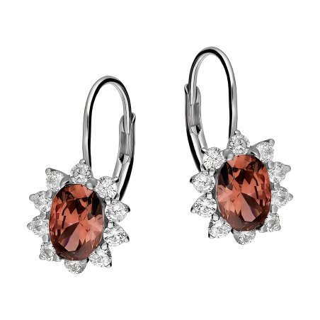 Kolczyki srebrne markiza kwiat z rodolitem jubilerskim