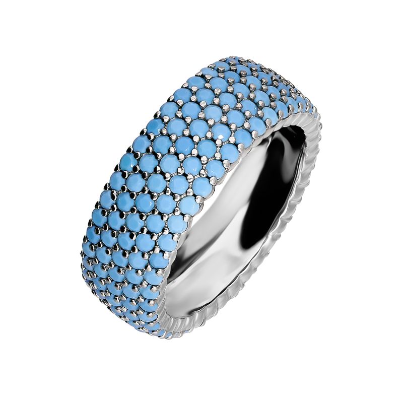 Pierścionek srebrny obrączkowy z nano turkusem