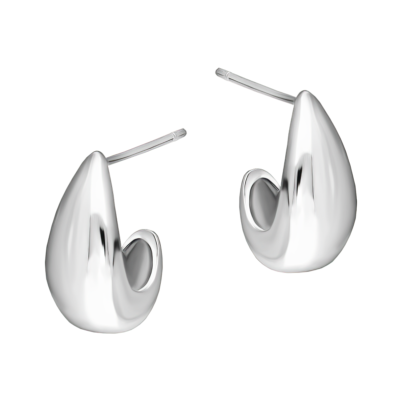 Srebrne Kolczyki Krople Podwinięte Sztyft - JubilerSezam.pl