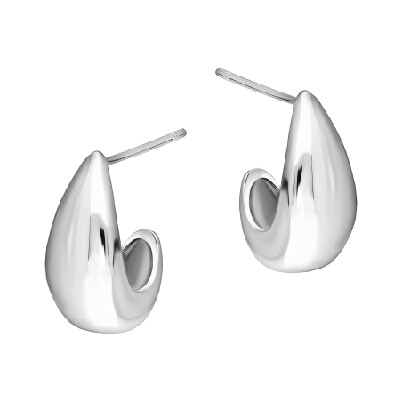 Kolczyki srebrne kropla gładka podwinięta/sztyft