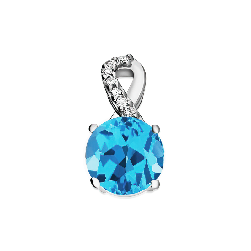 Zawieszka srebrna z topazem swiss blue i diamentami lab AT CVD-3441-P-BTS próba 925