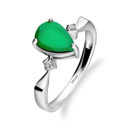 Pierścionek srebrny z agatem w kształcie kropli AT CVD-3394-R-AG próba 925