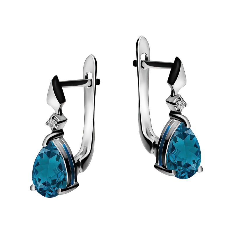Srebrne Kolczyki z Topazem London Blue - JubilerSezam.pl