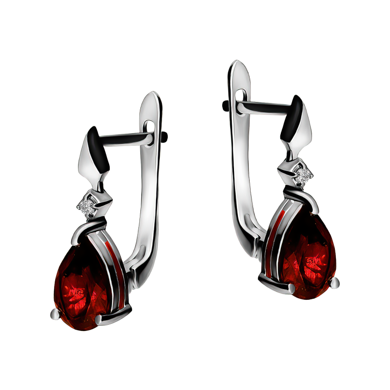 Kolczyki srebrne z rodolitem w formie kropli/ang.zap. AT CVD-3394-E-RD próba 925