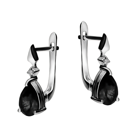 Kolczyki srebrne z onyksem w kształcie kropli/ang.zap. AT CVD-3394-E-OX próba 925