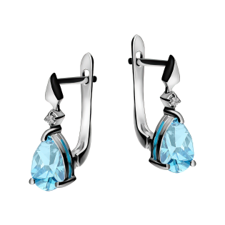 Kolczyki srebrne z topazem w formie kropli/ang.zap. AT CVD-3394-E-BTS próba 925