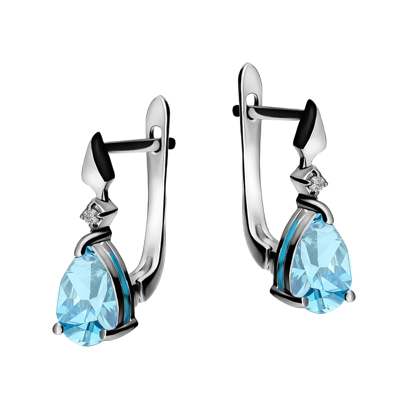 Kolczyki srebrne z topazem w formie kropli/ang.zap. AT CVD-3394-E-BTS próba 925