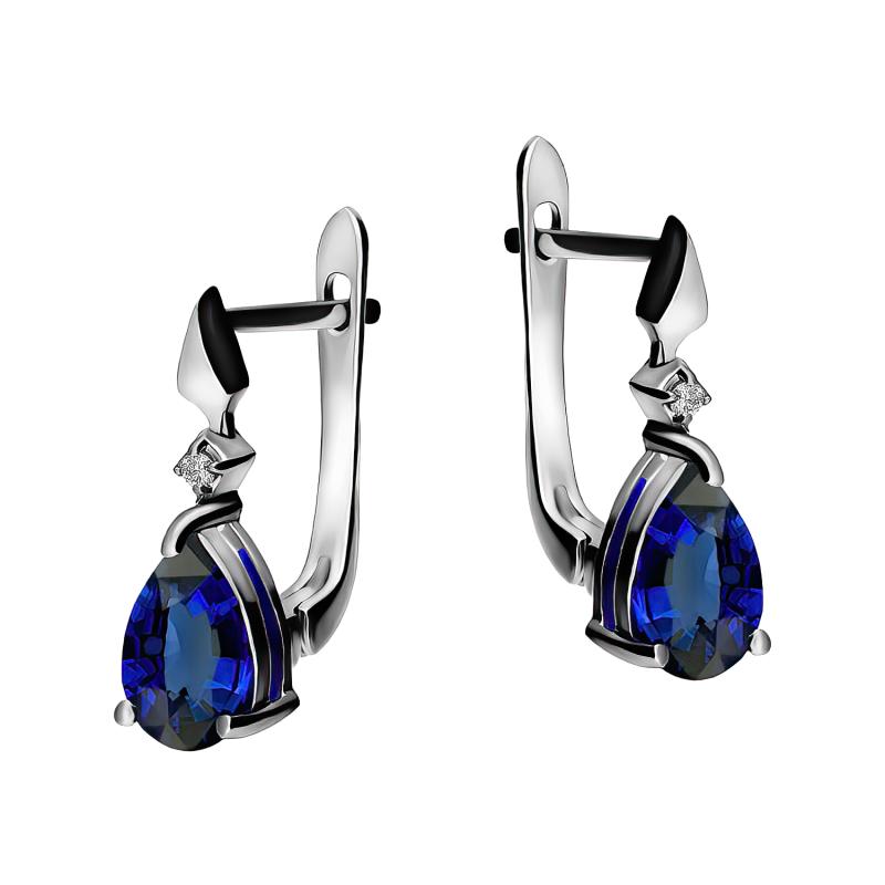 Srebrne kolczyki z szafirem kropla pr. 925 - JubilerSezam.pl