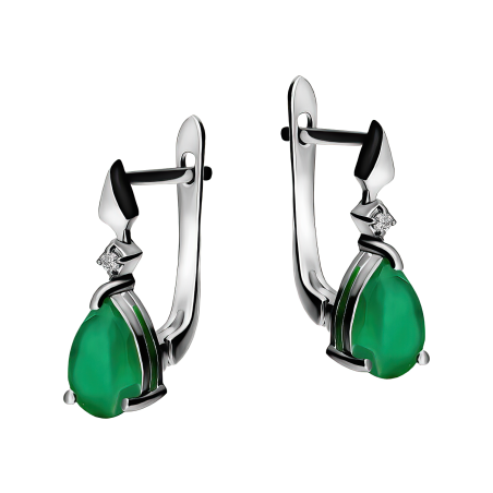 Kolczyki srebrne z agatem w formie kropli/ang.zap. AT CVD-3394-E-AG próba 925