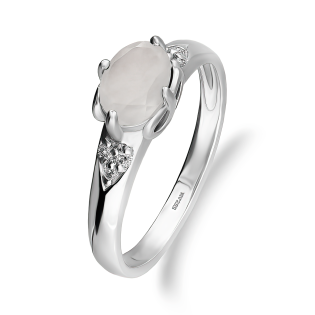 Srebrny Pierścionek z Kamieniem Księżycowym i Diamentami - JubilerSezam.pl