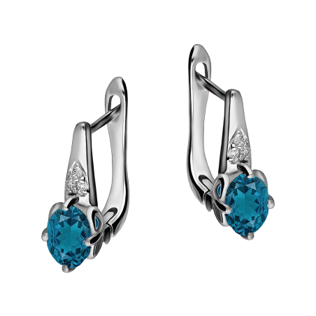 Kolczyki srebrne z owalnym topazem i diamentami lab/ang.zap. AT CVD-3365-E-TLB próba 925