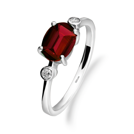 Pierścionek srebrny z rodolitem i diamentami laboratoryjnymi AT CVD-3338-R-ROD próba 925
