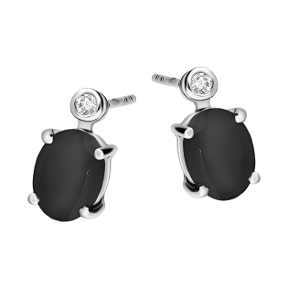 Kolczyki srebrne z onyksem i diamentem laboratoryjnym/sztyft AT CVD-3338-E-OX próba 925