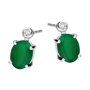 Kolczyki srebrne z agatem i diamentem laboratoryjnym/sztyft AT CVD-3338-E-AG próba 925