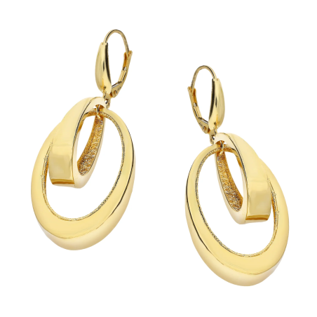 Kolczyki złote owal w owalu z ozdobnym grawerem próba 585