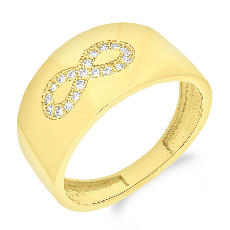 Pierścionek złoty infinity z cyrkoniami PY YYZ-5286 próba 375