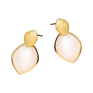 Pozłacane Kolczyki Romb z Masą Perłową - JubilerSezam.pl