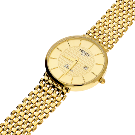 Złoty Zegarek Męski Biżuteryjny z Okrągłą Tarczą - JubilerSezam.pl