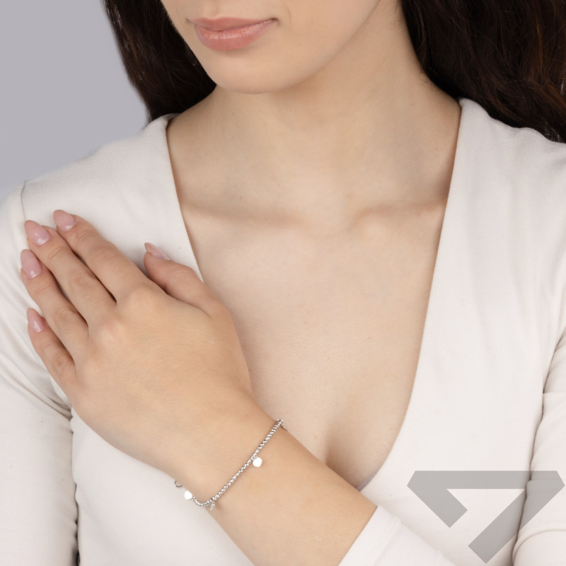 Srebrna Bransoletka z Sercami i Kulkami - JubilerSezam.pl