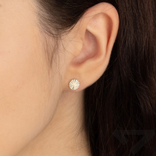 Kolczyki złote pinezka z grawerowanymi promieniami próba 375