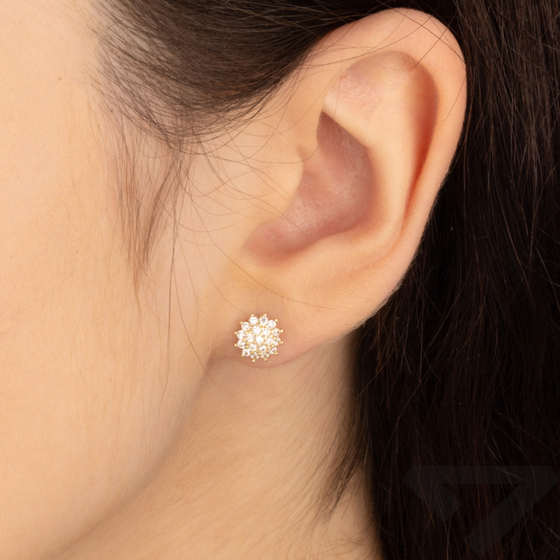 Kolczyki złote z białymi cyrkoniami próba 585