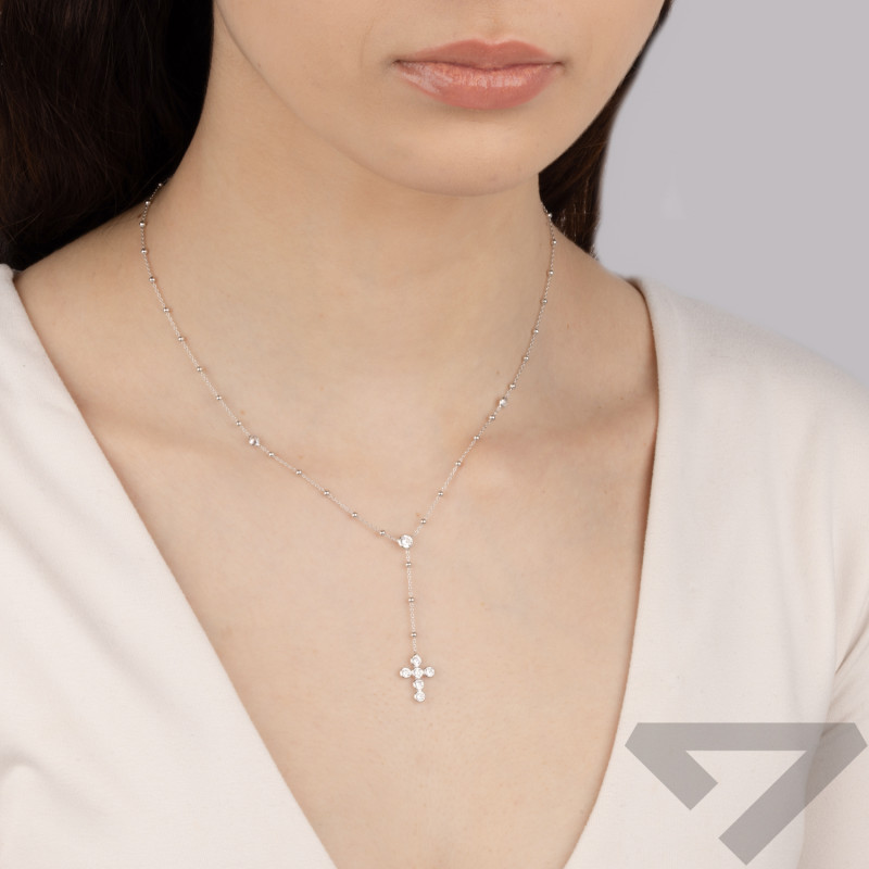 Naszyjnik srebrny z krzyżykiem i cyrkoniami