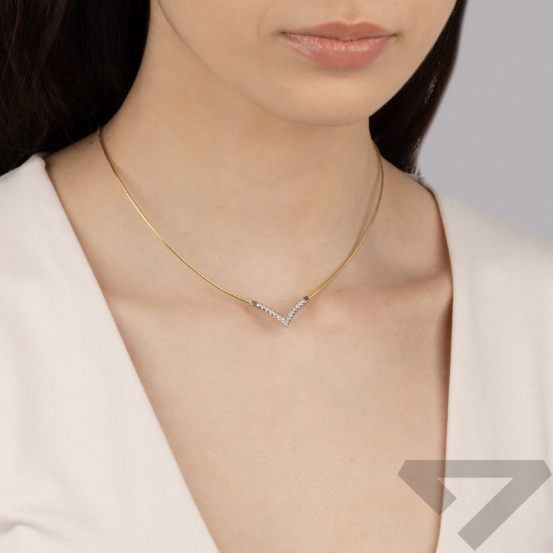 Naszyjnik pozłacany szpic z cyrkoniami