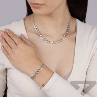 Naszyjnik srebrny kwadratowe ramki z cyrkoniami