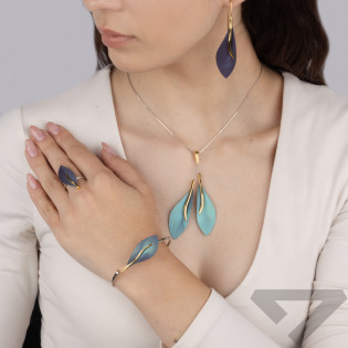 Pierścionek srebrny z tytanowym liściem