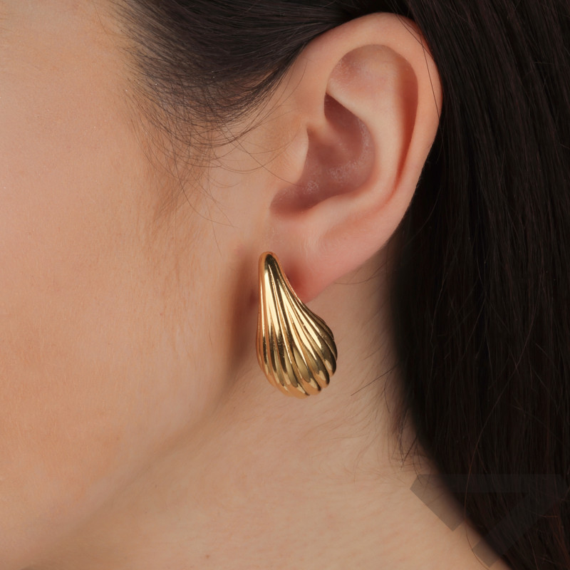 Pozłacane Kolczyki Krople z Pasami - JubilerSezam.pl