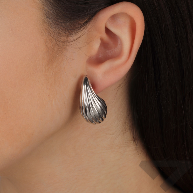 Kolczyki srebrne kropla wypukła z pasami